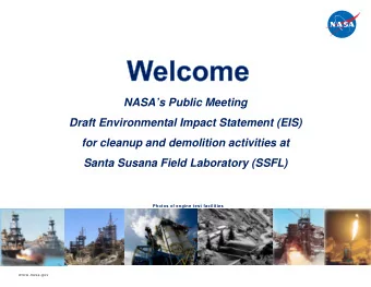 NASAs Public Meeting  Draft Environmental Impact Statement (EIS)  for cleanup and demolition