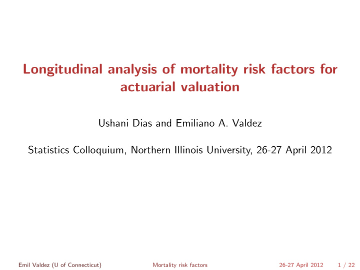 longitudinal analysis of mortality risk factors for