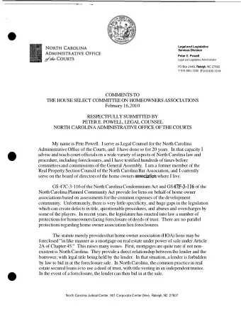 @  North Carolina Judicial Center, 901 Corporate Center Drive, Raleigh, NC 27607  Q  With title