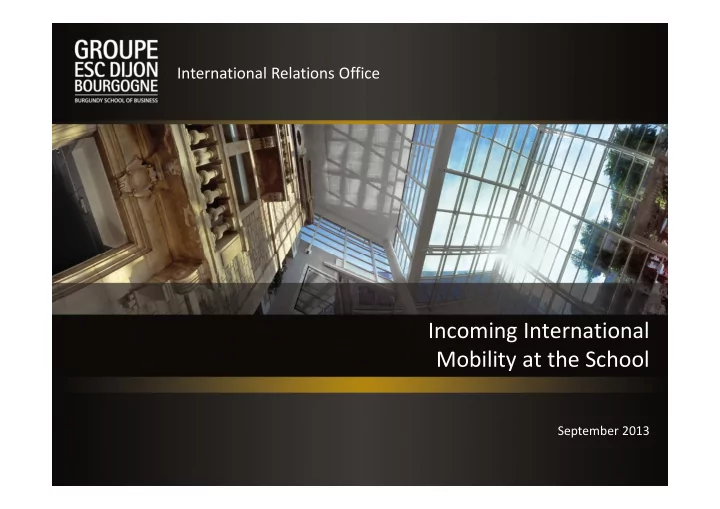 incoming international mobility at the school