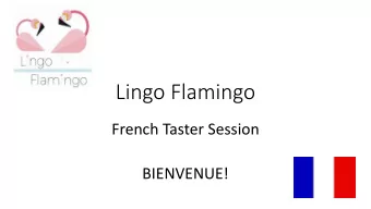 Lingo Flamingo  French Taster Session  BIENVENUE!  Greetings!  non  bonjour  oui s il vous
