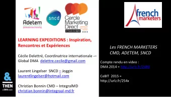 CLICK TO EDIT MASTER TITLE  CLICK TO EDIT MASTER TITLE  Rencontres et Expriences  Les FRENCH