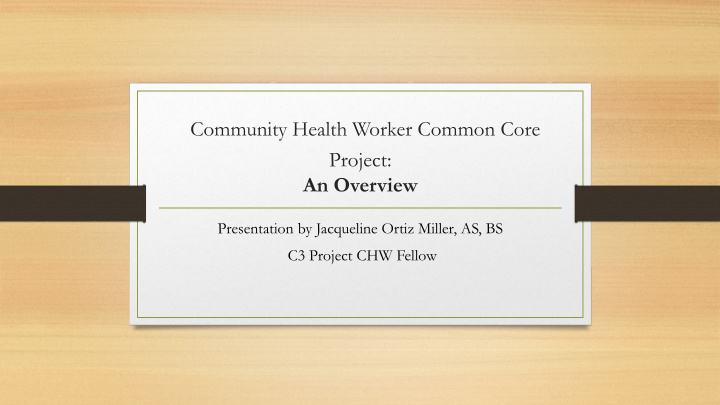 community health worker common core project an overview
