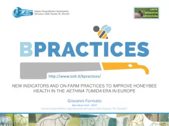 Giovanni Formato  Apiculture Unit - IZSLT Istituto Zooprofilattico Sperimentale del Lazio e della