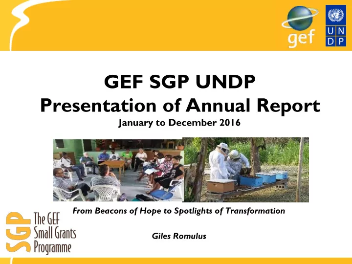 presentation of annual report