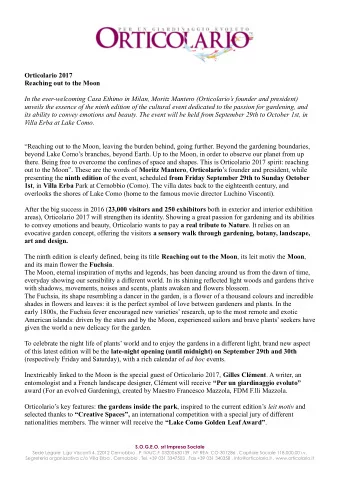 Orticolario 2017  Reaching out to the Moon  In the ever-welcoming Casa Ethimo in Milan, Moritz