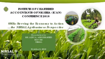 the  NIRSAL  Agr  ibusine ss Pe r  spe c tive  Pre se nta tio n b y  MR. AL  I  YU A. ABDUL