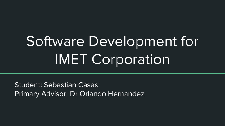 software development for imet corporation