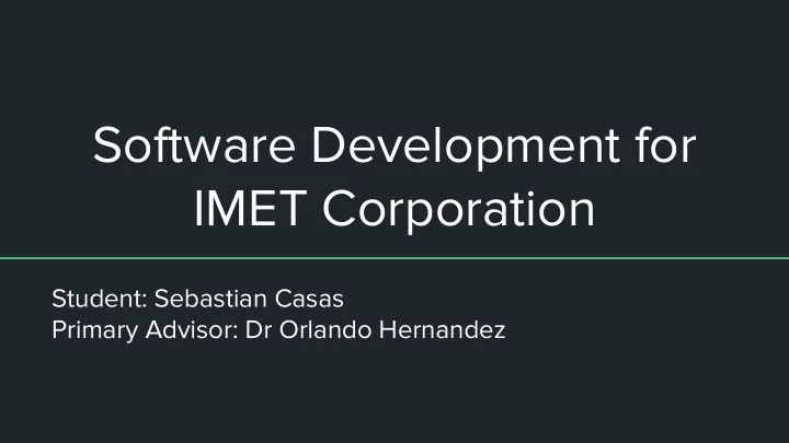 software development for imet corporation