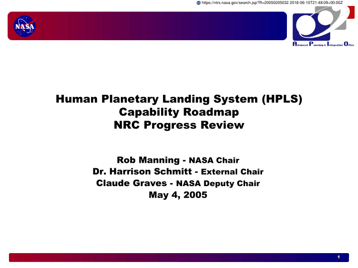 human planetary landing system hpls capability roadmap