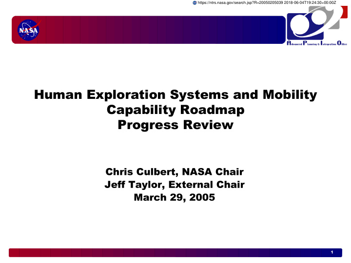 human exploration systems and mobility capability roadmap