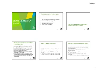 20/04/18  The chapters of the Oxfam report 1. The DCFTA and international economic integration  THE