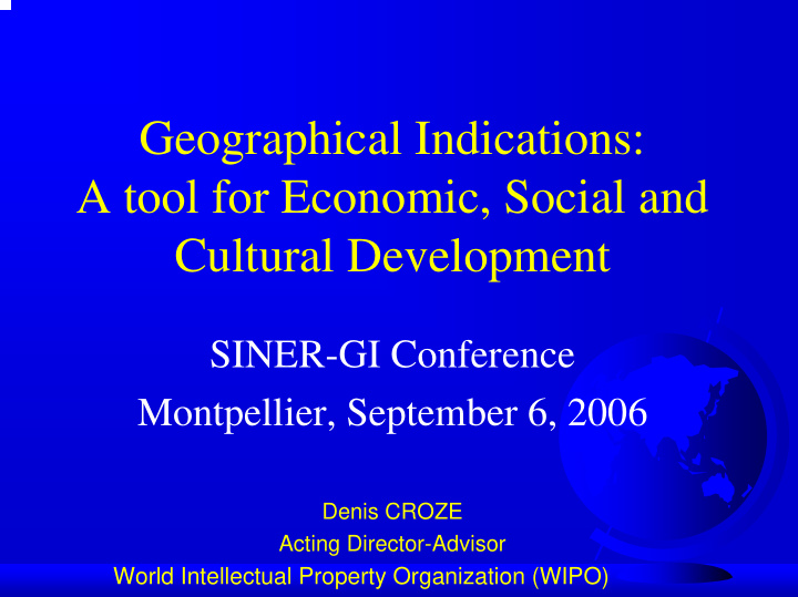 geographical indications a tool for economic social and