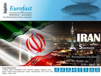 IRAN  after S anctions 2016  April - 14  The country of Iran, at a Glance   Industry,