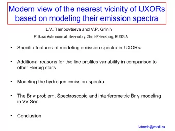 Modern view of the nearest vicinity of UXORs  based on modeling their emission spectra  L.V.