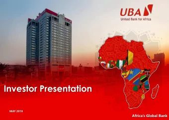 Investor Presentation  MAY 2018  1  Africas Global Bank  Disclaimer and Note of Caution