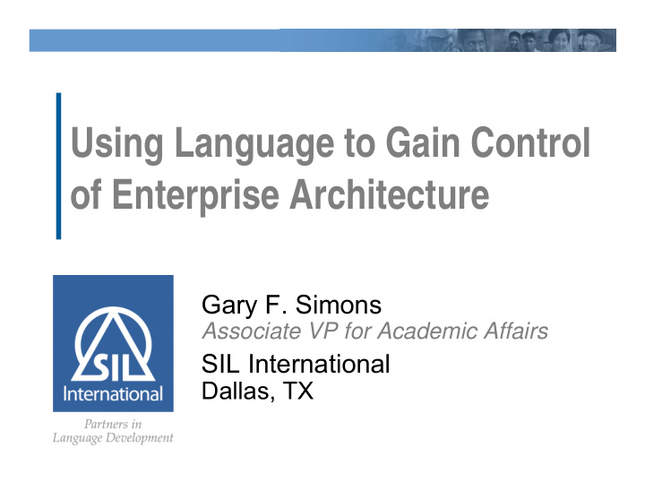 using language to gain control of enterprise architecture