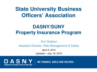 State University Business  Officers Association  DASNY/SUNY  Property Insurance Program  Ann
