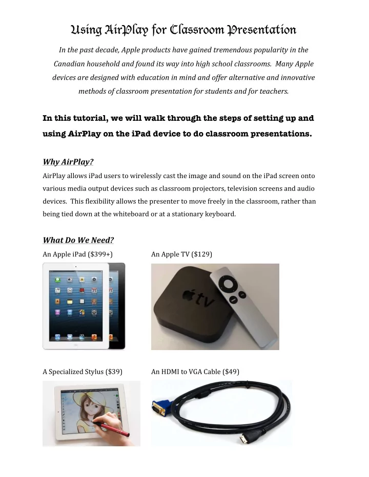 using airplay for classroom presentation