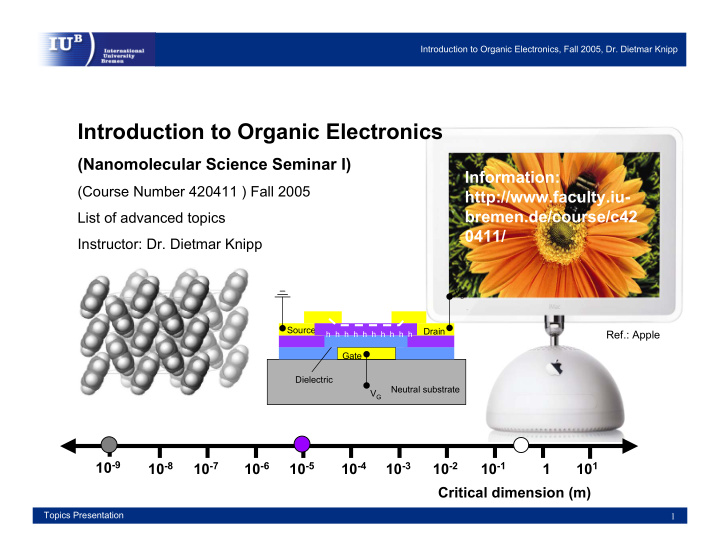 introduction to organic electronics