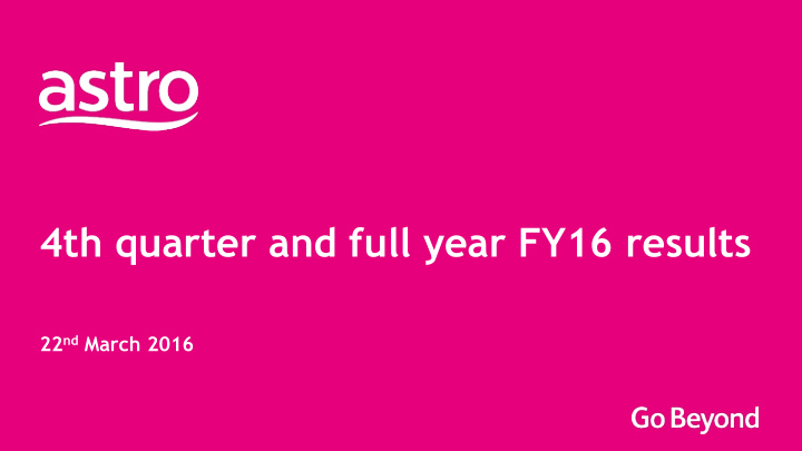4th quarter and full year fy16 results