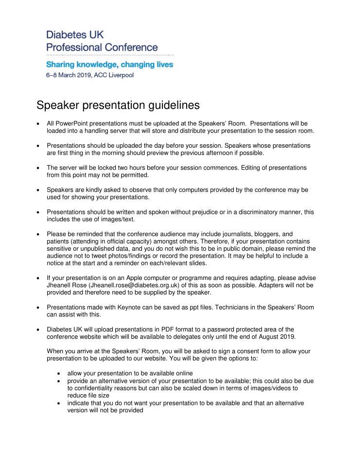 speaker presentation guidelines