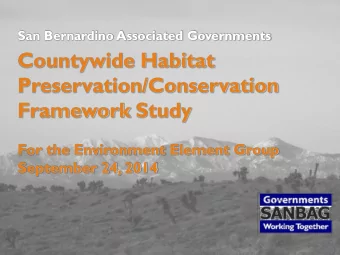 Preservation/Conservation  Framework Study  For the Environment Element Group  September 24, 2014