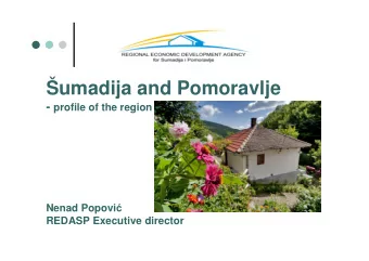 umadija and Pomoravlje - profile of the region - Nenad Popovi   REDASP Executive director
