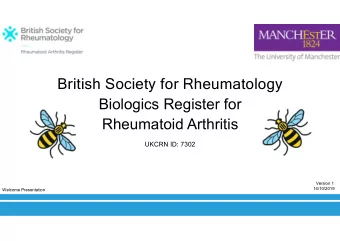 British Society for Rheumatology  Biologics Register for  Rheumatoid Arthritis  UKCRN ID: 7302