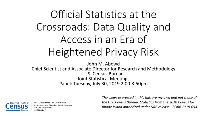 official statistics at the crossroads data quality and