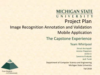 Project Plan  Image Recognition Annotation and Validation  Mobile Application  The Capstone