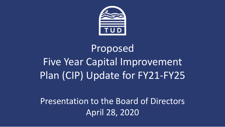 proposed five year capital improvement plan cip update