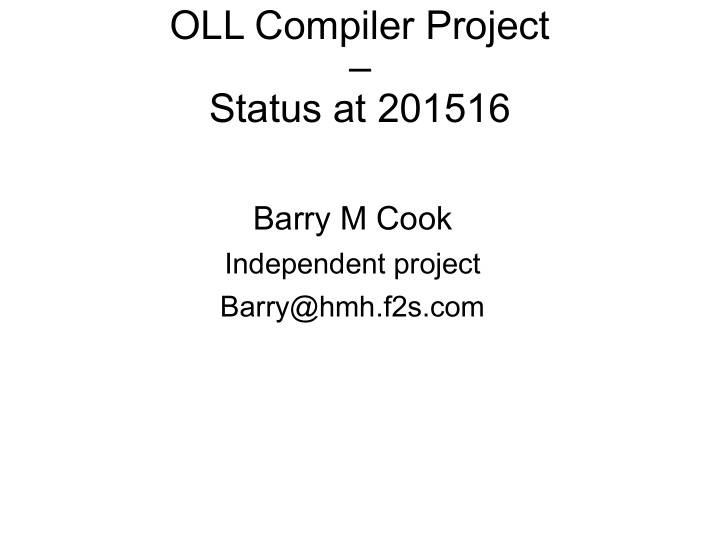 oll compiler project status at 201516