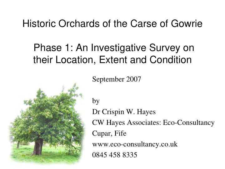 historic orchards of the carse of gowrie phase 1 an