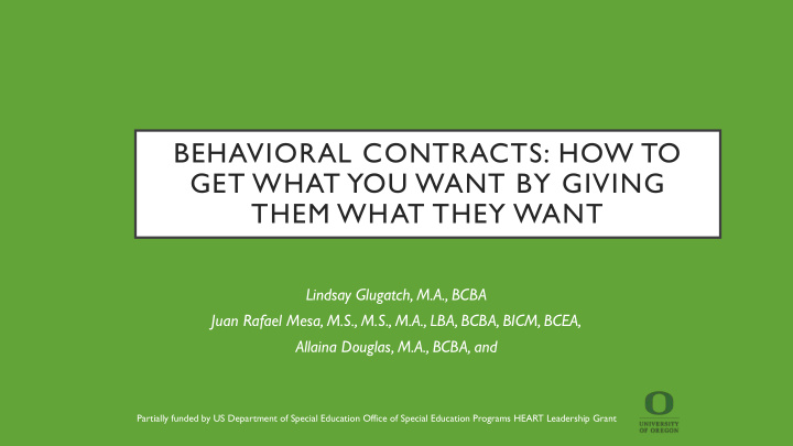 behavioral contracts how to get what you want by giving