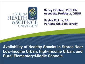 Availability of Healthy Snacks in Stores Near  Low-Income Urban, High-Income Urban, and  Rural