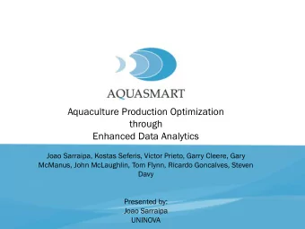 Aquaculture Production Optimization  through  Enhanced Data Analytics  Aquaculture Open Data Cloud