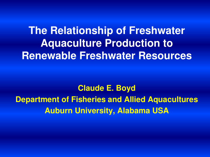 the relationship of freshwater
