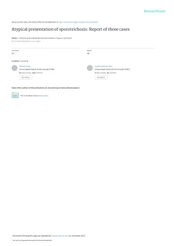 Atypical presentation of sporotrichosis: Report of three cases Article in Revista da Sociedade
