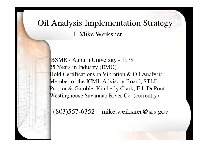 oil analysis implementation strategy