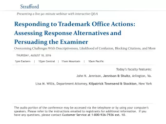 Persuading the Examiner  Overcoming Challenges With Descriptiveness, Likelihood of Confusion,