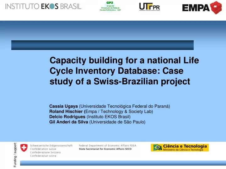 capacity building for a national life cycle inventory