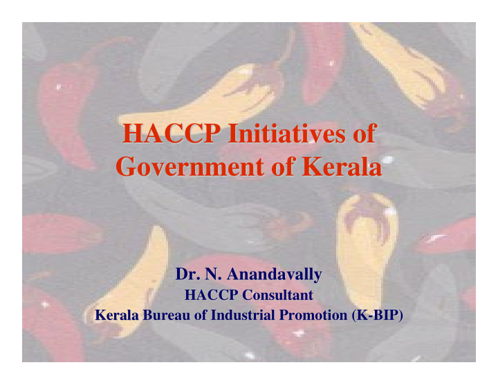 haccp initiatives of haccp initiatives of government of
