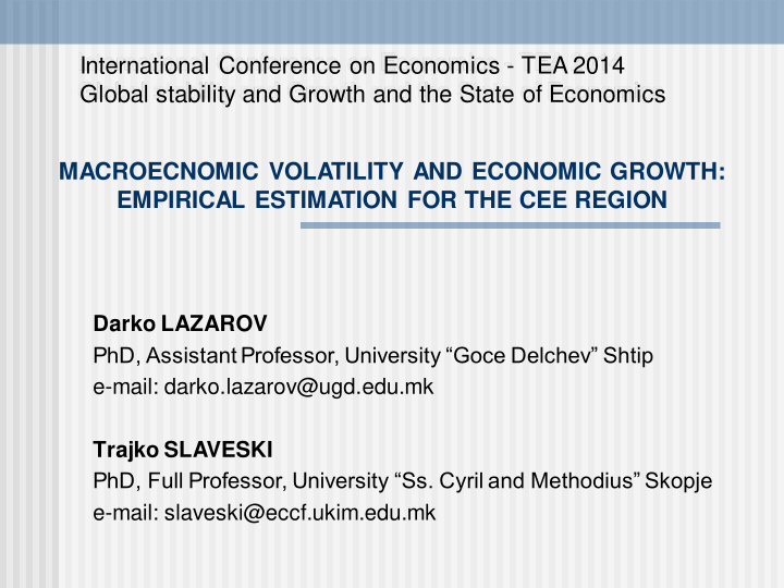 international conference on economics tea 2014 global