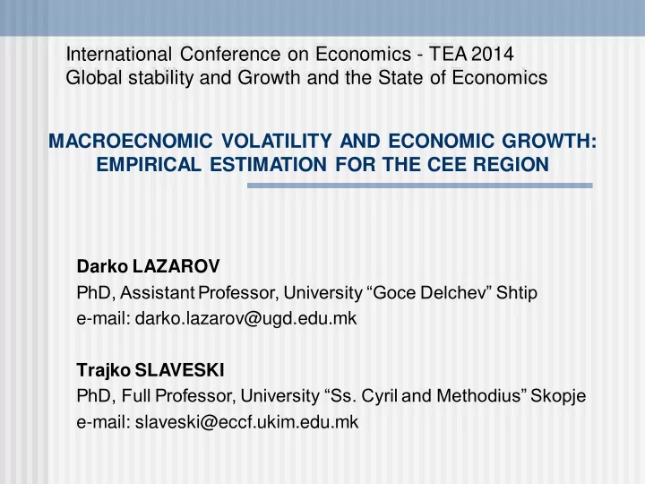 international conference on economics tea 2014 global