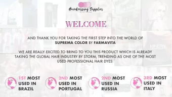 WELCOME AND THANK YOU FOR TAKING THE FIRST STEP INTO THE WORLD OF SUPREMA COLOR BY FARMAVITA  WE