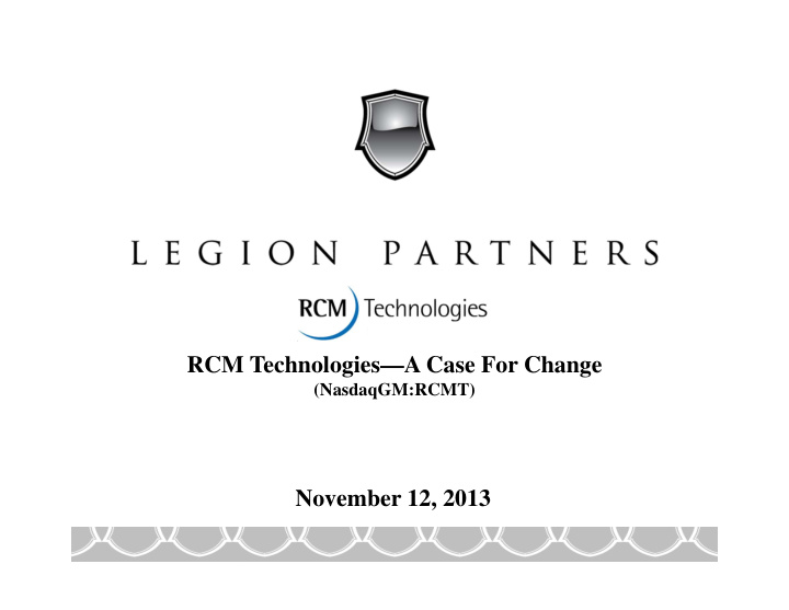 rcm technologies a case for change