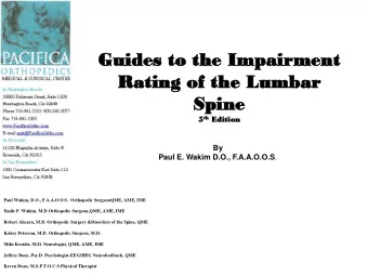 Guides  Guides to the Im  to the Impairment  pairment  Rating of th  Rating of the Lumbar  e Lumbar