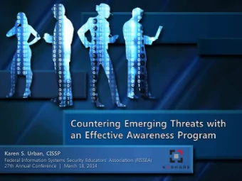 Karen S. Urban, CISSP  Federal Information Systems Security Educators Association (FISSEA)  27th