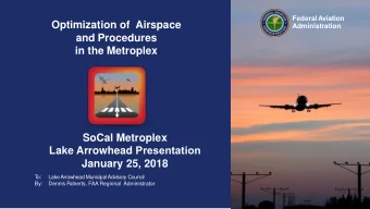 Optimization of  Airspace  Administration  and Procedures  in the Metroplex  SoCal Metroplex Lake
